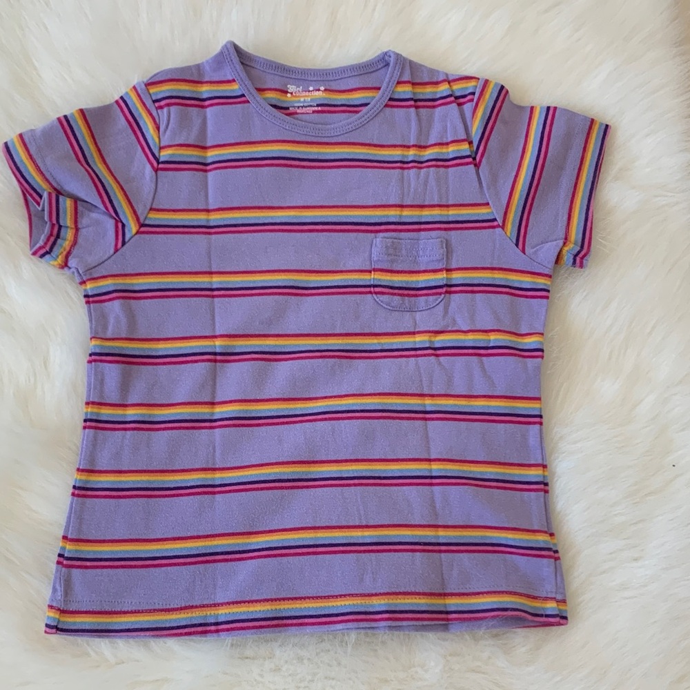 Vibrant Striped Kids Tee - Purple and Multicolor